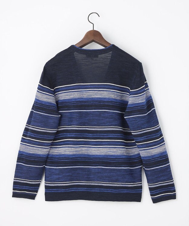 JOSEPH ABBOUD 【サスティナブル】スラブギマボーダー カーディガン ブルー系2