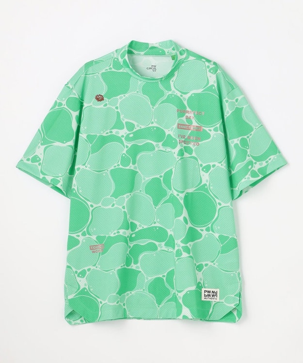 PW CIRCULUS 【MEN】WATER SURFACE プリントモックネックT ゴルフ ピーコックグリーン系5