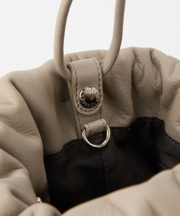 russet レザー巾着4WAYショルダーバッグ(CE-1454) GrayBeige