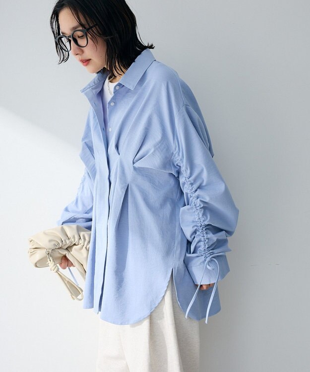 Green Parks 【WEB限定】ドロストシャーリングウエストタックシャツⅡ Blue