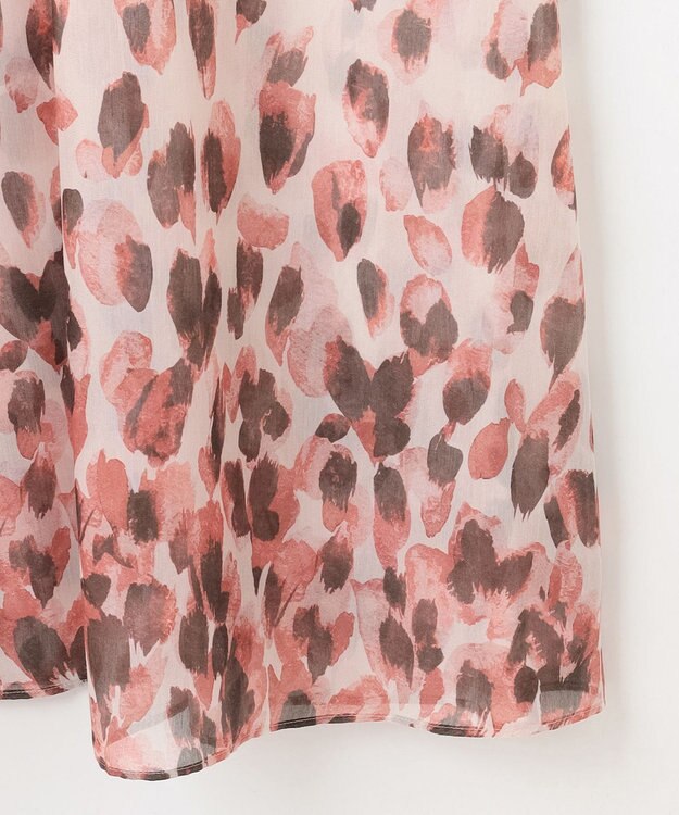 自由区 【カタログ掲載・洗える】グラデーションペタルプリント ワンピース カーキ×ピンク