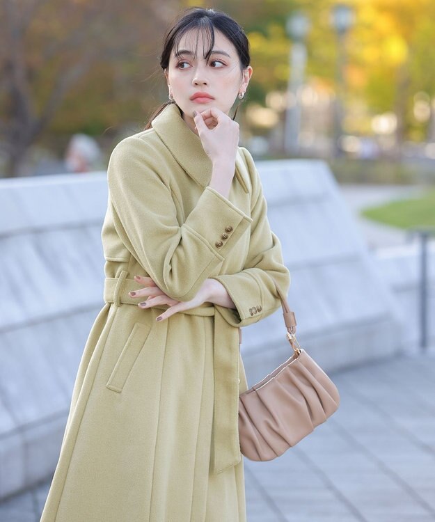 Tiaclasse フェイクウールステンカラーコート ライム