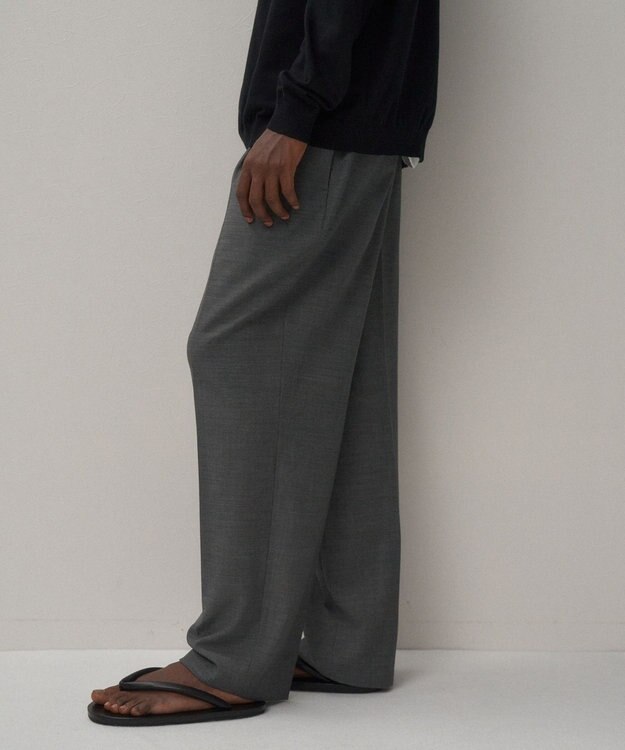 ATON TWIST WOOL GAUZE | ツータックイージーパンツ - UNISEX GRAY