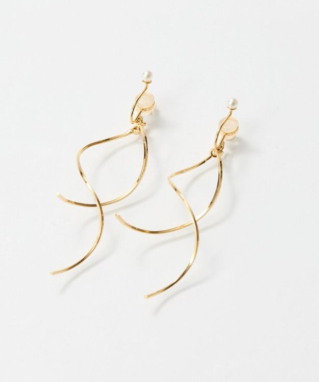 Phoebe 【限定セット】スリークハートネックレス×ロングツイストメタルパールクリップイヤリング ホワイト