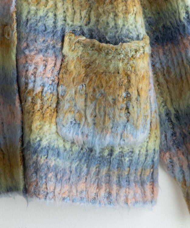 WEGO マルチボーダーブラッシュニットカーデ 柄3