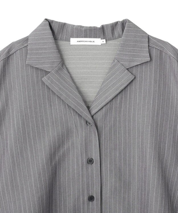 AMERICAN HOLIC 【2点セット・マルチ機能】タイトスカート+ショート丈シャツ Stripe Gray