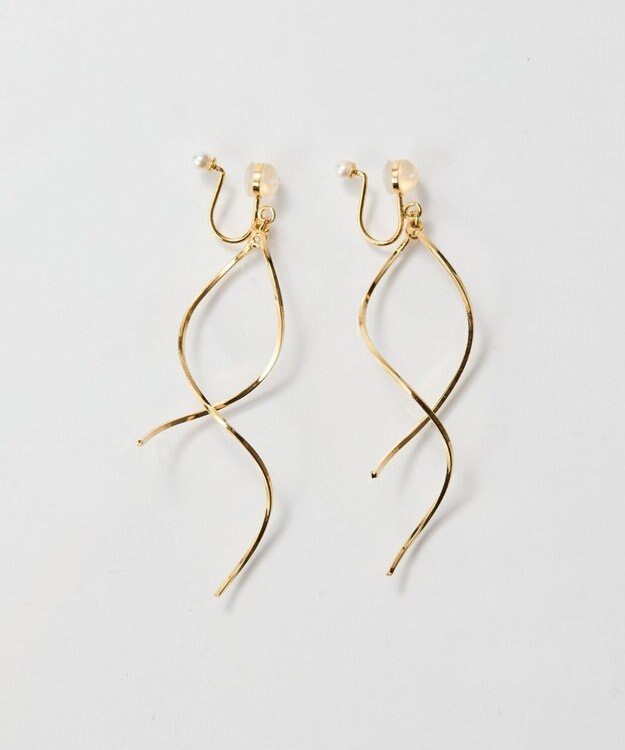 Phoebe 【限定セット】スリークハートネックレス×ロングツイストメタルパールクリップイヤリング ホワイト