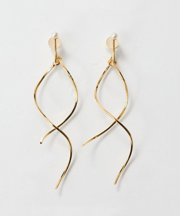 Phoebe 【限定セット】スリークハートネックレス×ロングツイストメタルパールクリップイヤリング ホワイト