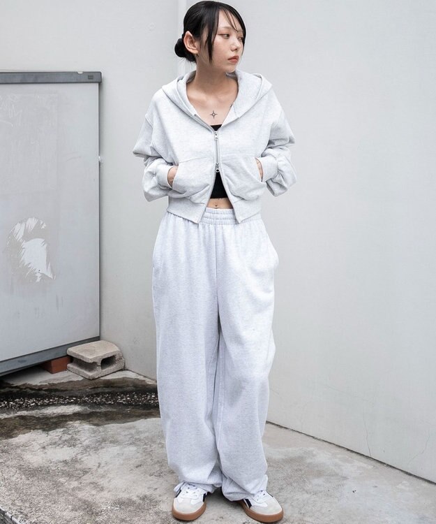 WEGO ショートZIPパーカー アッシュグレー