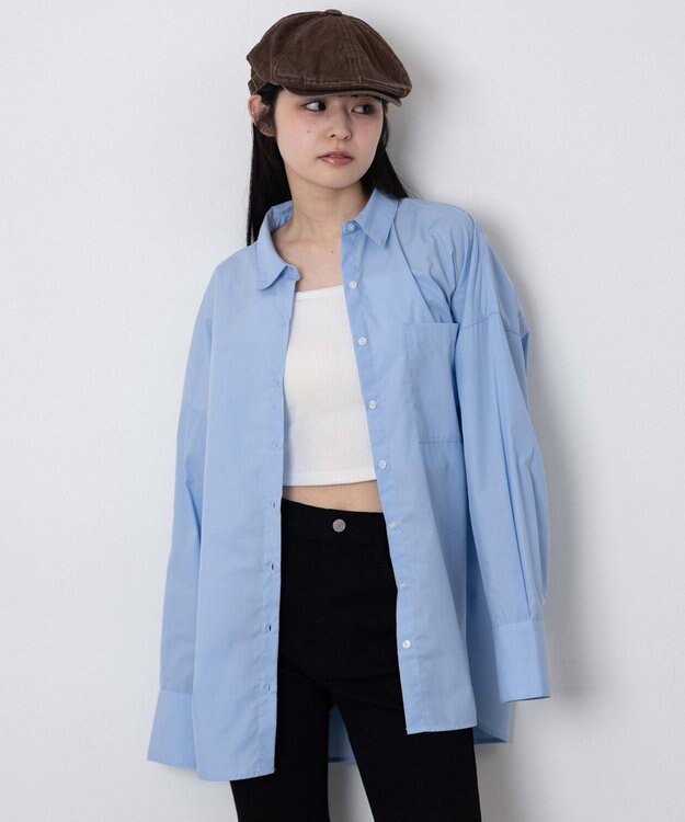 WEGO ボリュームBIGシャツ サックス