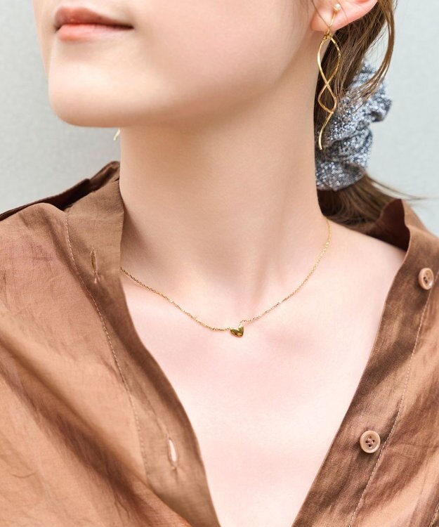 Phoebe 【限定セット】スリークハートネックレス×ロングツイストメタルパールクリップイヤリング ホワイト