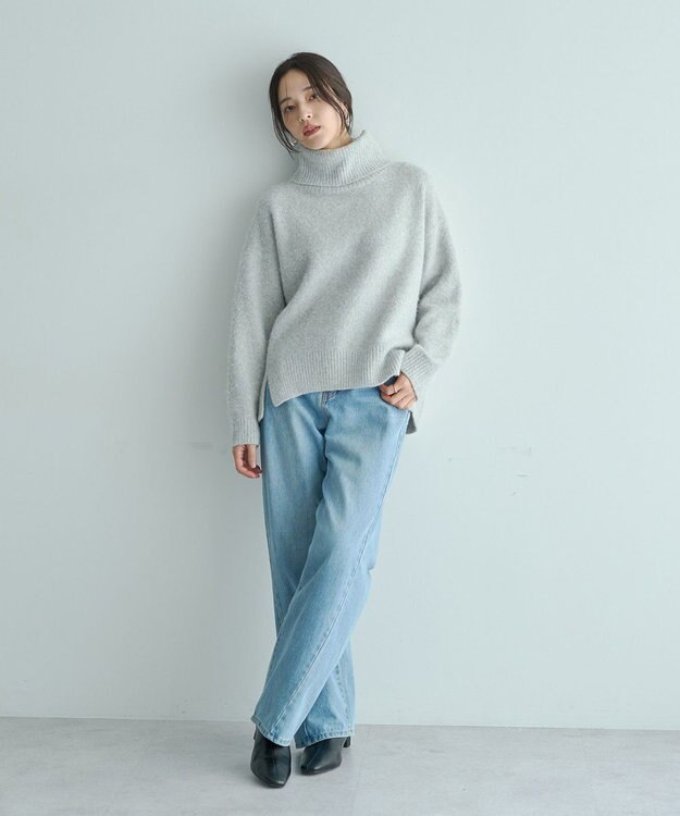 YECCA VECCA スリットタートルネックニット Sax