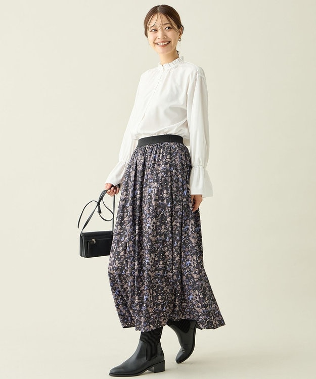 ANY 【ウエストゴム】モザイクプリントスカート スレートベース