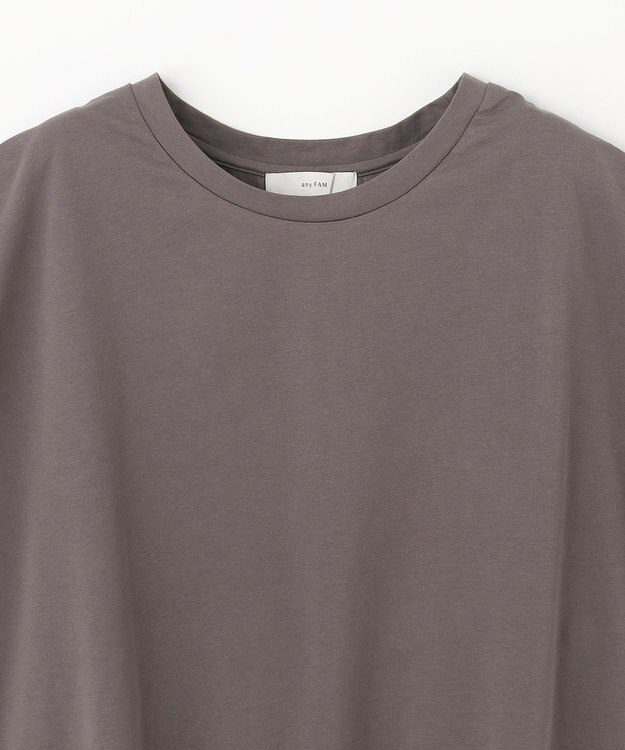 ANY L 【吸水速乾/シワになりにくい/アンチピリング】バックフレアフレンチスリーブカットソー ブラウン