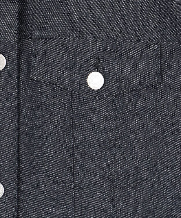 J.PRESS LADIES 【洗える】セルロースシャンブレー ノーカラー デニム ジャケット ネイビー系