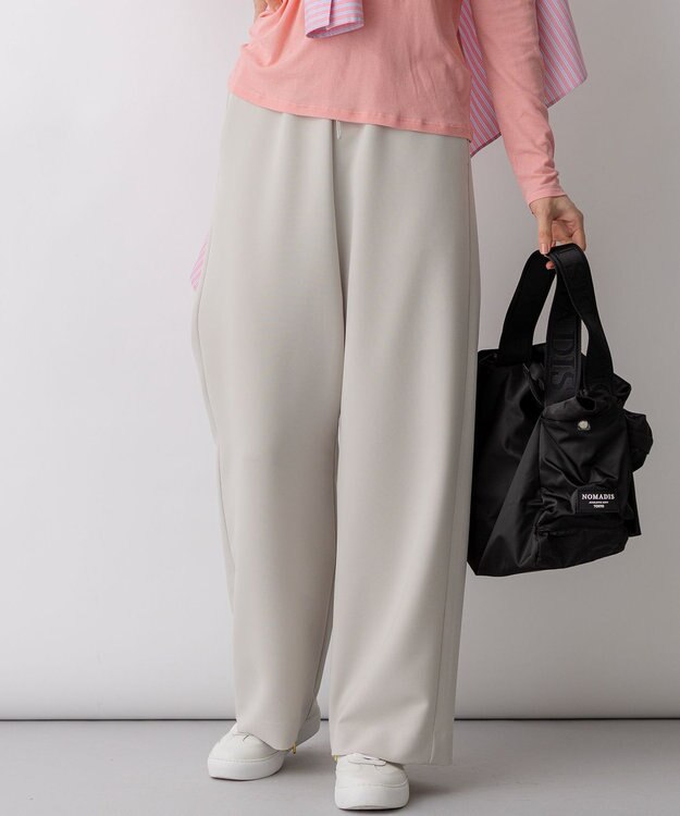 23区 L ストレッチダブルクロス ワイドパンツ ベージュ