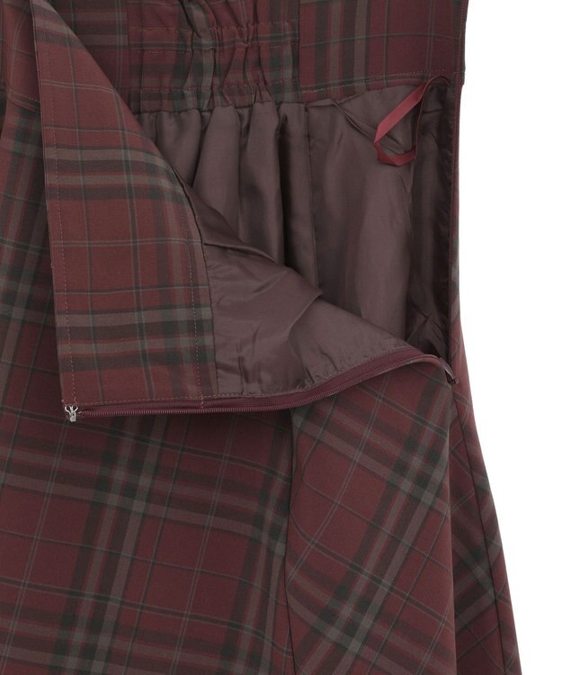 earth music&ecology バックレースアップチェックスカート Bordeaux