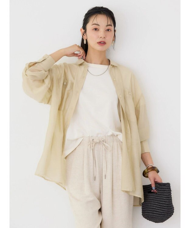 AMERICAN HOLIC シアーＣＯＯＬＷポケットシャツ Light Beige