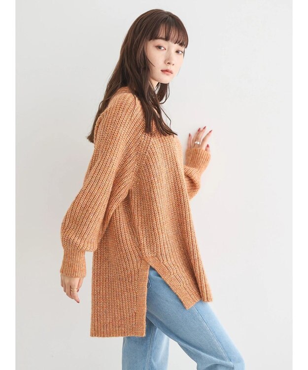 AMERICAN HOLIC Ｍｉｘヤーンラグランニットプルオーバー Orange