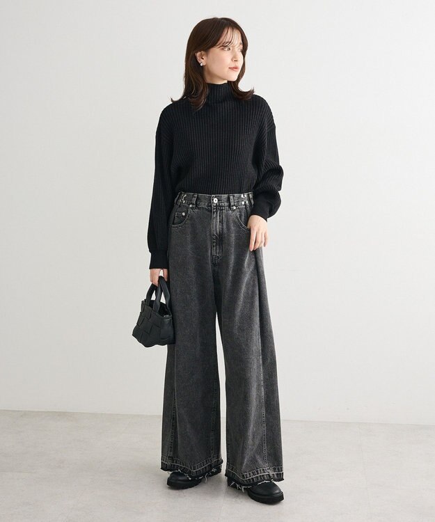 Green Parks ・ｓｗｉｎｇ　ｂｙ　ボトルネックラメニット Black