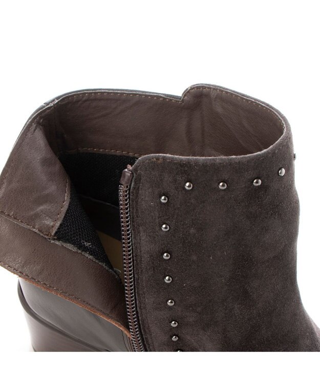 ing <ing>スクエアトゥショートブーツ グレーコンビ