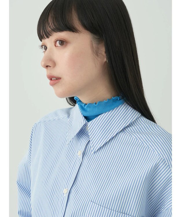 earth music&ecology ボーイズライクシャツ Stripe Sax