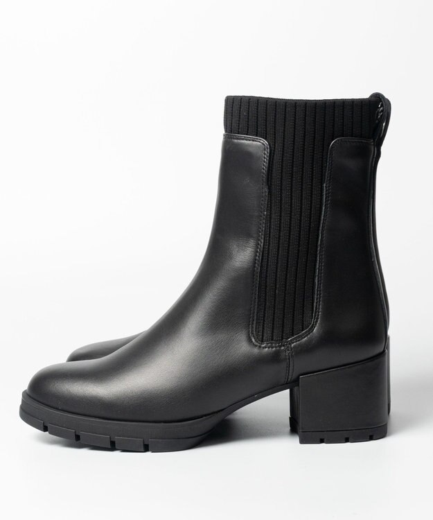 BONTRE 【UNISA/ウニサ】サイドリブニットショートブーツ ブラック