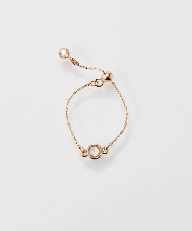 Phoebe ≪サイズ調整可能≫【金属アレルギー対応】プチベゼルストーンチェーンリング　シャンパンゴールド シャンパンゴールド