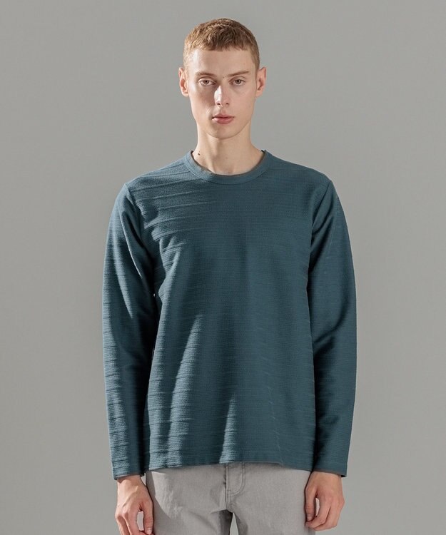 JOSEPH HOMME ブラッシュジャガード　クルーネック長袖Tシャツ スモーキーグリーン系