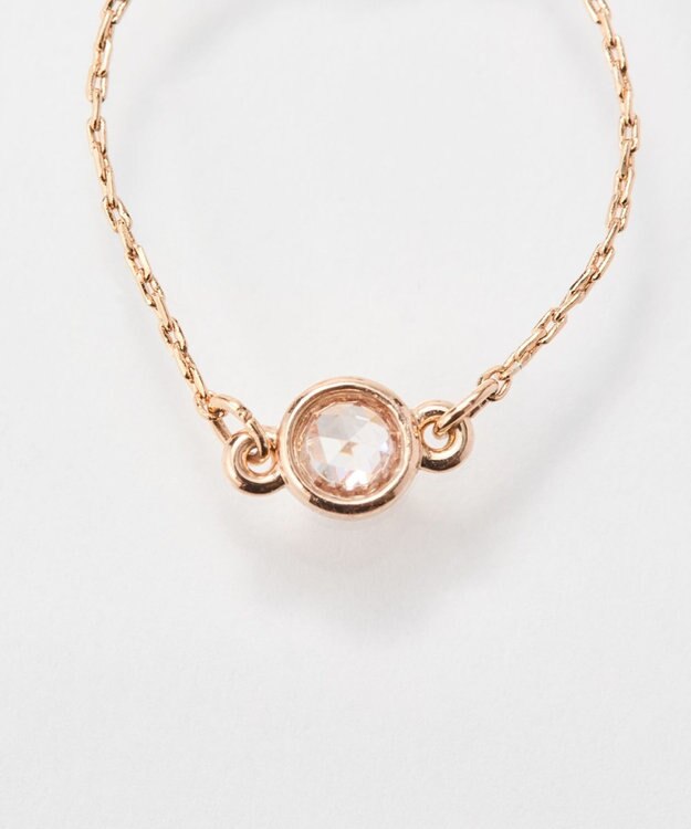 Phoebe ≪サイズ調整可能≫【金属アレルギー対応】プチベゼルストーンチェーンリング　シャンパンゴールド シャンパンゴールド