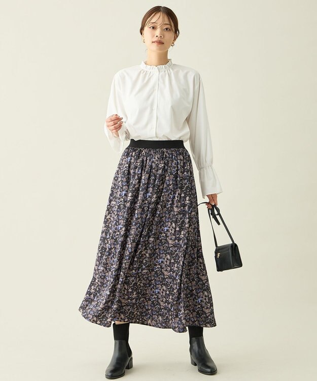 ANY 【ウエストゴム】モザイクプリントスカート スレートベース