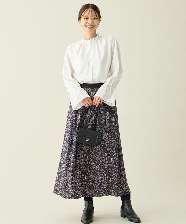 ANY 【ウエストゴム】モザイクプリントスカート スレートベース