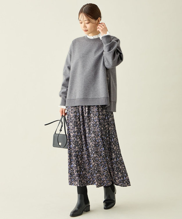 ANY 【ウエストゴム】モザイクプリントスカート スレートベース