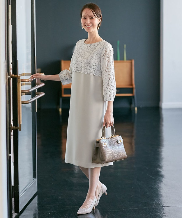 自由区　フラワーコードレース サックワンピース　Sサイズ新品 自由区 L 【洗える】フラワーコードレース サックワンピース