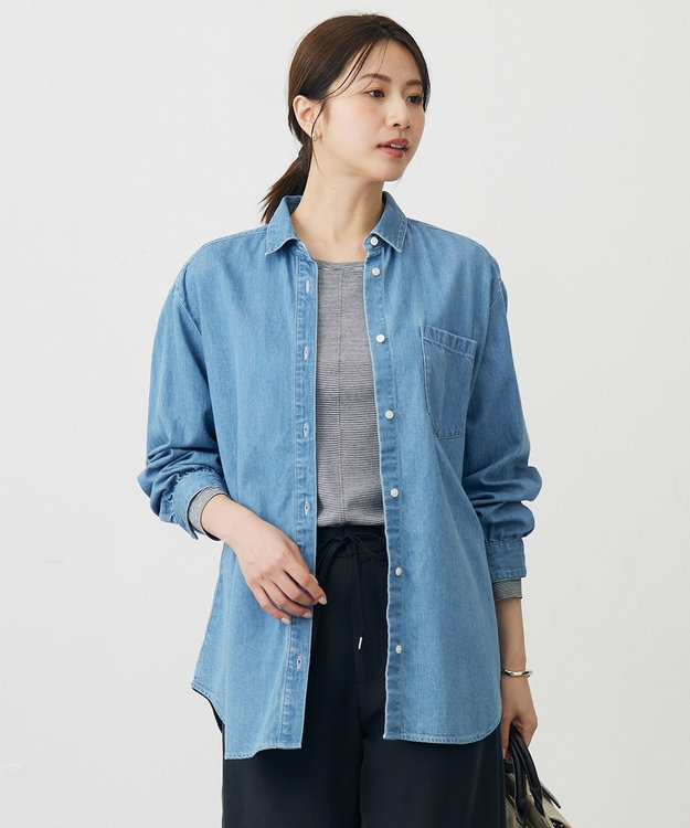 J.PRESS LADIES デニム シャツ ブリーチ系