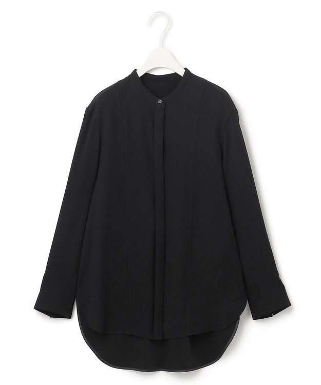 ICB 【WEB限定カラーあり・洗える】 ライトダブルクロス バンドカラーシャツ ブラック系