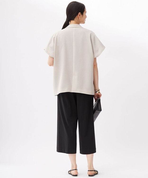 自由区 【カタログ掲載・セットアップ対応・接触冷感・UVカット・洗える】ライトリネンライクショートスリーブ ジャケット サンドベージュ