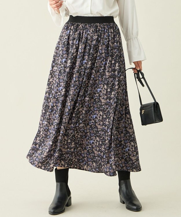 ANY 【ウエストゴム】モザイクプリントスカート スレートベース