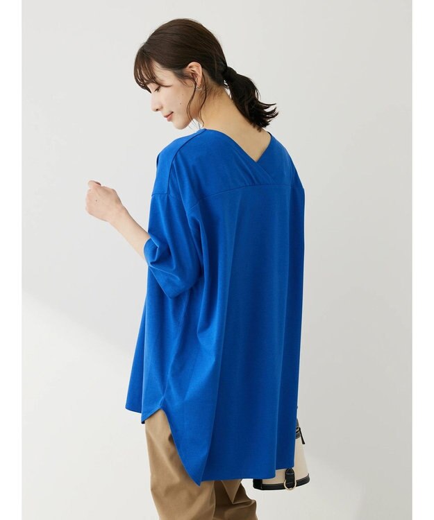 Green Parks 接触冷感バックカシュクールチュニック Blue