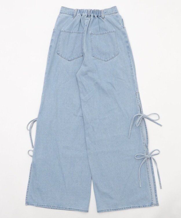WEGO 【ウエストゴム/楽ちん】サマーデニムサイドリボンパンツ デニム淡色