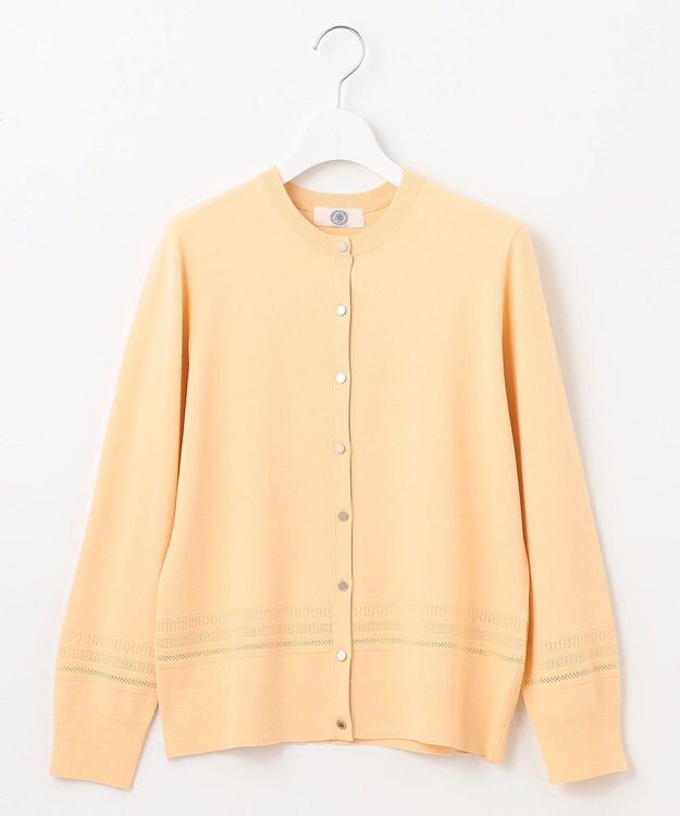 J.PRESS LADIES L 【洗える】レーヨンエリートストレッチ 編み柄 カーディガン イエロー系
