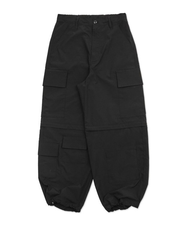 WEGO 【MLサイズ展開】2WAYリップストップカーゴパンツ ブラック