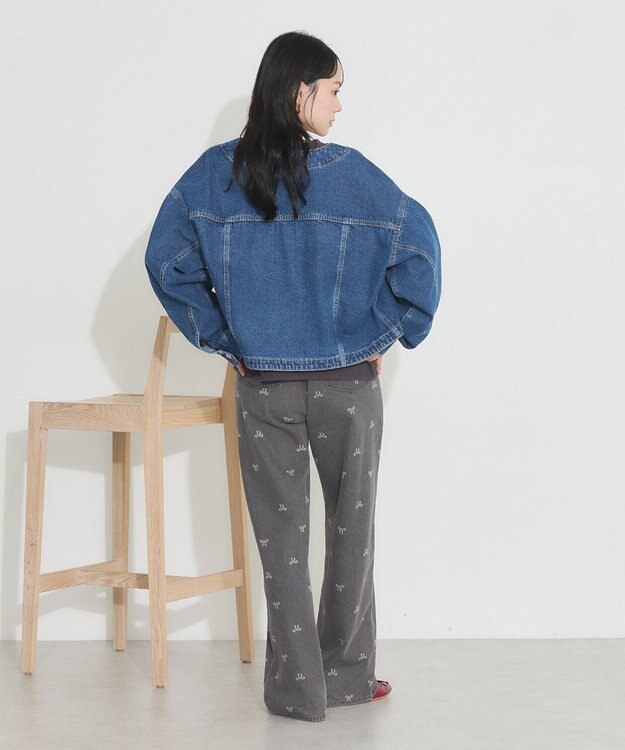 earth music&ecology ノーカラーデニムジャケット Indigo