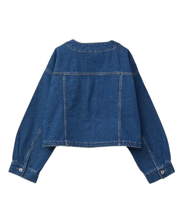 earth music&ecology ノーカラーデニムジャケット Indigo