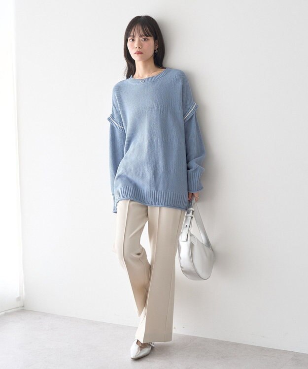 earth music&ecology センターシームフレアパンツ Ecru