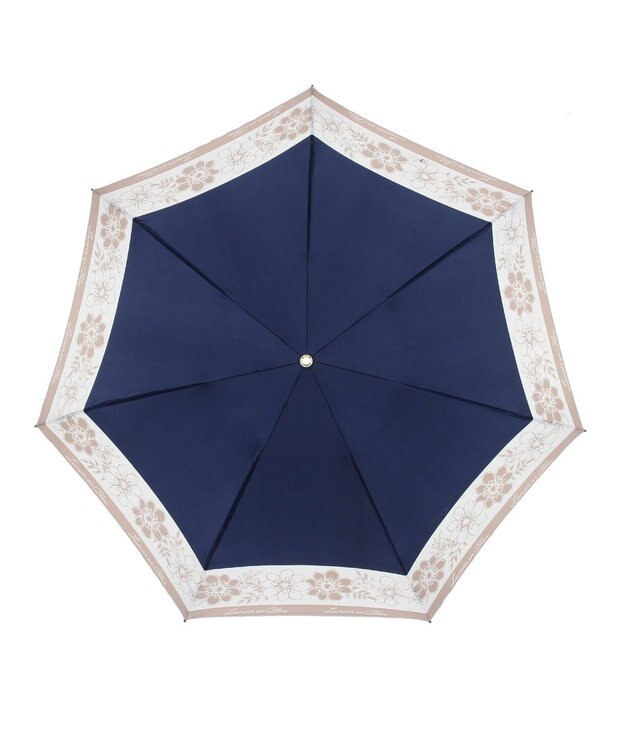 MOONBAT LANVIN en Bleu 折りたたみ傘 サテンプリントフラワー ネイビーブルー