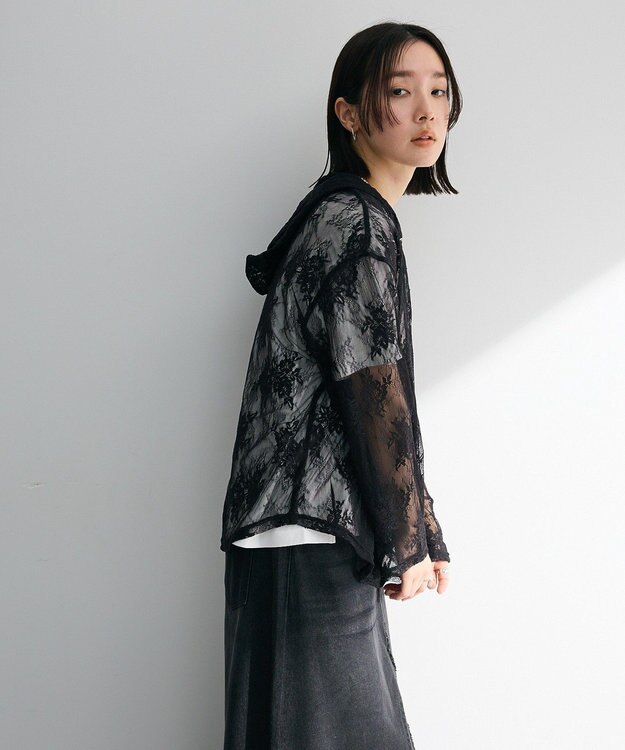 Green Parks ・ＳＵＧＡＲ　ＳＰＯＯＮ　シアーレースフーディー Black