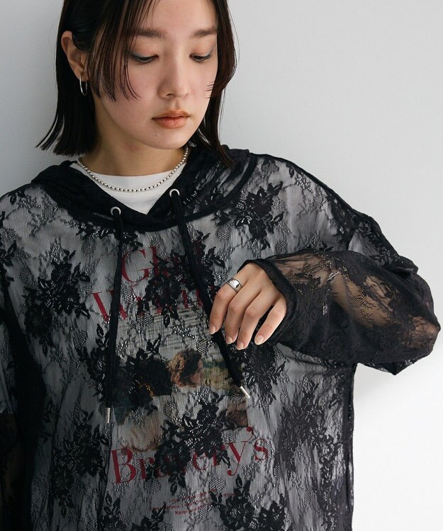 Green Parks ・ＳＵＧＡＲ　ＳＰＯＯＮ　シアーレースフーディー Black