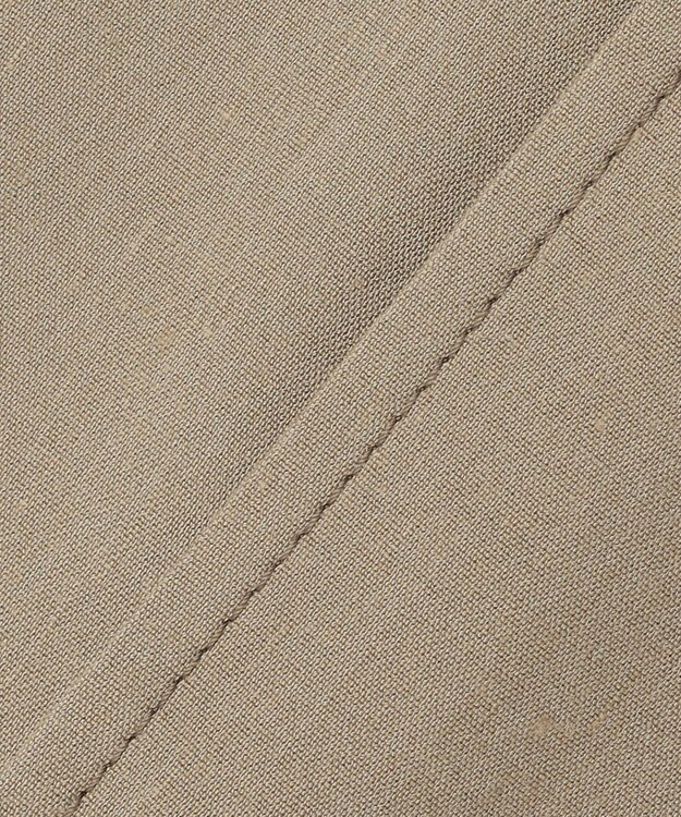 自由区 【セットアップ対応】リネンストレッチノーカラー ジャケット カーキ