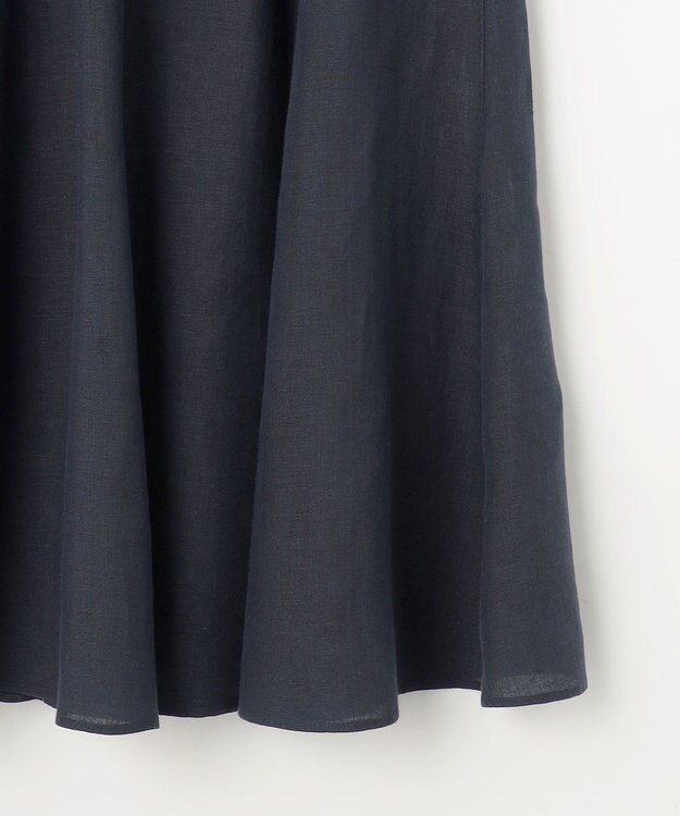 23区 L 【洗える】LIBECOリネン フレアスカート ネイビー系
